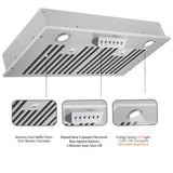 Awoco RH-IT06-M 14-1/2" Stainless Steel Range Hood, 4 Speeds, 800CFM