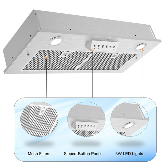 Awoco 11-3/4" Super Quiet Stainless Steel Range Hood, 800 CFM – RH-IT06-30-COLD