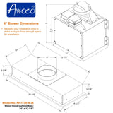 Awoco RH-IT06-M 14-1/2" Stainless Steel Range Hood, 4 Speeds, 800CFM