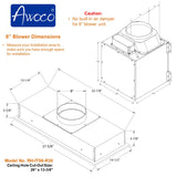 Awoco RH-IT08-R Ceiling Mount Range Hood, 1000 CFM, 4-Speed – RH-IT08-R30-COLD