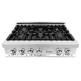 ZLINE Kitchen Appliance Package with 36 in. Stainless Steel Rangetop and 30 in. Double Wall Oven, 2KP-RTAWD36