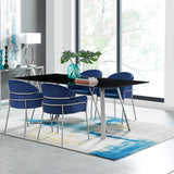 iDeal Cressida/Portia Stunning 5-Piece Dining Set with Glass Top & Stainless Steel Frame for Modern Homes - SETCSDI5PTBLU