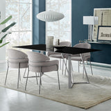 iDeal Cressida/Portia Stunning 5-Piece Dining Set with Glass Top & Stainless Steel Frame for Modern Homes - SETCSDI5PTBLU