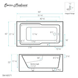 Swiss Madison Claire 60" x 32" Right-Hand Drain Drain Alcove Tub with Corner Apron - SM-AB571 - Backyard Provider
