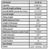 Tuxedo  6,000 lb Single Post Storage Lift - SP-6K-SS