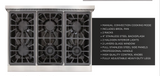 Kucht Professional 36 in. 5.2 cu ft. Natural Gas Range with Silver Knobs - KRG3618U-S