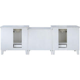 Silkroad Exclusive 103" Double Sink White Modular Bathroom Vanity With Carrara White Marble Countertop and White Ceramic Undermount Sink - V0320WW103D