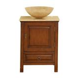 Silkroad Exclusive 22" Single Sink American Chestnut Bathroom Vanity With Travertine Countertop and Travertine Round Vessel Sink - HYP-0158-T-22_S29B