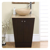 Silkroad Exclusive 22" Single Sink Dark Walnut Bathroom Vanity With Travertine Flat Edge Countertop - HYP-0155-T-22