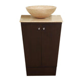 Silkroad Exclusive 22" Single Sink Dark Walnut Bathroom Vanity With Travertine Flat Edge Countertop - HYP-0155-T-22