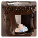 Silkroad Exclusive 23" Single Sink Walnut Bathroom Vanity With Baltic Brown Granite Countertop and Ivory Ceramic Undermount Sink - HYP-0141-BB-UIC-23
