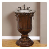 Silkroad Exclusive 23" Single Sink Walnut Bathroom Vanity With Baltic Brown Granite Countertop and Ivory Ceramic Undermount Sink - HYP-0141-BB-UIC-23