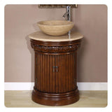 Silkroad Exclusive 24" Single Sink English Chestnut Bathroom Vanity With Travertine Ogee Edge Countertop - HYP-0160-T-24