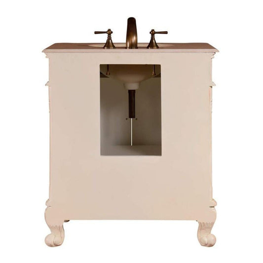 Silkroad 32" Antique White Vanity w/ Crema Marfil Marble Top & Undermount Sink – ZY-0250-CM-UWC-32