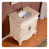 Silkroad 32" Antique White Vanity w/ Crema Marfil Marble Top & Undermount Sink – ZY-0250-CM-UWC-32