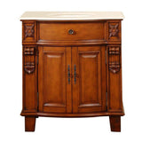 Silkroad Exclusive 33" Single Sink Cherry Bathroom Vanity With Crema Marfil Marble Countertop and Ivory Ceramic Undermount Sink - HYP-0204-CM-UIC-33