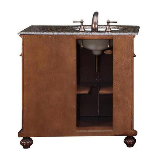 Silkroad 36" Left Side Single Sink Vanity, English Chestnut – HYP-0213-BB-UWC-36-L