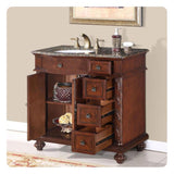 Silkroad 36" Left Side Single Sink Vanity, English Chestnut – HYP-0213-BB-UWC-36-L
