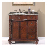 Silkroad 36" Left Side Single Sink Vanity, English Chestnut – HYP-0213-BB-UWC-36-L