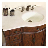 Silkroad Exclusive 36" Left Sink Bathroom Vanity, English Chestnut, Crema Marfil Marble, Ivory Ceramic Sink – HYP-0213-CM-UIC-36-L