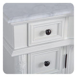 Silkroad Exclusive 36" Right Sink Vanity, Carrara Marble, Antique White – V0213WW36R