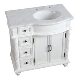 Silkroad Exclusive 36" Right Sink Vanity, Carrara Marble, Antique White – V0213WW36R