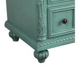 Silkroad 36" Single Right Sink Vintage Green Vanity with Carrara White Marble Countertop & Ceramic Undermount Sink - V0213NW36R