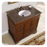 Silkroad 36" Single Sink Bathroom Vanity, English Chestnut, Baltic Brown Granite – HYP-0212-BB-UWC-36