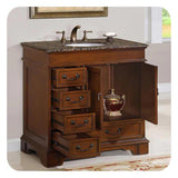 Silkroad 36" Single Sink Bathroom Vanity, English Chestnut, Baltic Brown Granite – HYP-0212-BB-UWC-36
