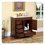 Silkroad 36" Single Sink Vanity, English Chestnut, Crema Marfil Marble - HYP-0212-CM-UIC-36