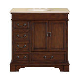 Silkroad 36" Single Sink Vanity, English Chestnut, Crema Marfil Marble - HYP-0212-CM-UIC-36