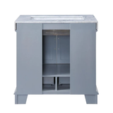 Silkroad Exclusive 36" Single Sink Gray Bathroom Vanity With White Carrara Marble Countertop and White Ceramic Undermount Sink - C05036GC_T0236WSC