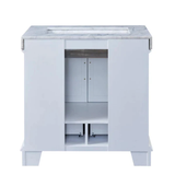 Silkroad Exclusive 36" Single Sink White Bathroom Vanity With White Carrara Marble Countertop and White Ceramic Undermount Sink - C05036WC_T0236WSC