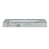 Silkroad Exclusive 36" x 23" White Carrara Marble Vanity Top With Single Rectangular Integrated Ramp Sink - T0136WRC