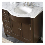 Silkroad 38" Single Right Sink Dark Walnut Vanity with Carrara White Marble Countertop & Ceramic Undermount Sink - HYP-0902-WM-UWC-38-R