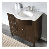 Silkroad 38" Single Right Sink Dark Walnut Vanity with Carrara White Marble Countertop & Ceramic Undermount Sink - HYP-0902-WM-UWC-38-R