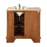 Silkroad Exclusive 38" Single Right Sink Walnut Bathroom Vanity With Travertine Countertop and Ivory Ceramic Undermount Sink - HYP-0904-T-UIC-38-R