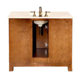 Silkroad Exclusive 42" Single Sink Cherry Bathroom Vanity With Crema Marfil Marble Countertop and White Ceramic Undermount Sink - HYP-0911-CM-UWC-42