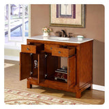 Silkroad Exclusive 42" Single Sink Cherry Bathroom Vanity With Crema Marfil Marble Countertop and White Ceramic Undermount Sink - HYP-0911-CM-UWC-42
