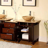 Silkroad Exclusive 47" Single Sink Dark Chestnut Vanity w/ Travertine Countertop - HYP-0808N-T-47