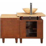 Silkroad Exclusive 47" Single Sink Dark Chestnut Vanity w/ Travertine Countertop - HYP-0808N-T-47