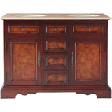 Silkroad Exclusive 48" Double Sink Red Chestnut Bathroom Vanity With Travertine Countertop and White Ceramic Undermount Sink - HYP-0716-T-UWC-48