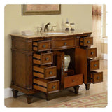 Silkroad Exclusive 48" Single Sink Brazilian Rosewood Bathroom Vanity With Travertine Countertop and White Ceramic Undermount Sink - HYP-0277-T-UWC-48