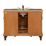 Silkroad Exclusive 48" Single Sink Brazilian Rosewood Bathroom Vanity With Travertine Countertop and White Ceramic Undermount Sink - HYP-0277-T-UWC-48