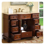 Silkroad Exclusive 48" Single Sink Red Mahogany Bathroom Vanity With Travertine Countertop and Ivory Ceramic Undermount Sink - JYP-0193-T-UIC-48