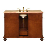 Silkroad Exclusive 48" Single Sink Red Mahogany Bathroom Vanity With Travertine Countertop and Ivory Ceramic Undermount Sink - JYP-0193-T-UIC-48
