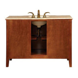 Silkroad Exclusive 48" Single Sink Red Oak Bathroom Vanity With Travertine Countertop and Ivory Ceramic Undermount Sink - HYP-0701-T-UIC-48