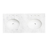 Silkroad Exclusive 48" x 22" White Carrara Marble Vanity Top With White Double Oval Undermount Sink and 4" Backsplash - T48D03