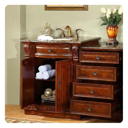 Silkroad 53" Cherry Vanity, Granite Top, Undermount Sink - HYP-0206-BB-UIC-53