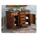 Silkroad Exclusive 54" Double Sink Bathroom Vanity with Baltic Brown Granite Countertop - WFH-0201-BB-UWC-54